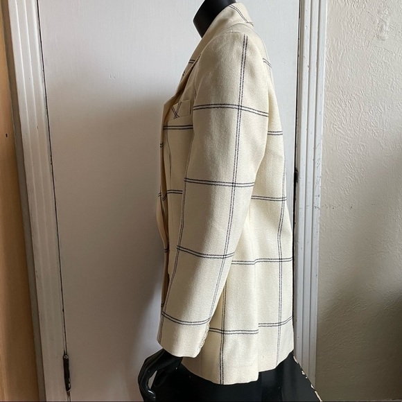 Nwt vintage 1980s 100% wool cream blazer with black stripes size 8 - Picture 5 of 17